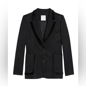 SANDRO Velvet Trim Blazer